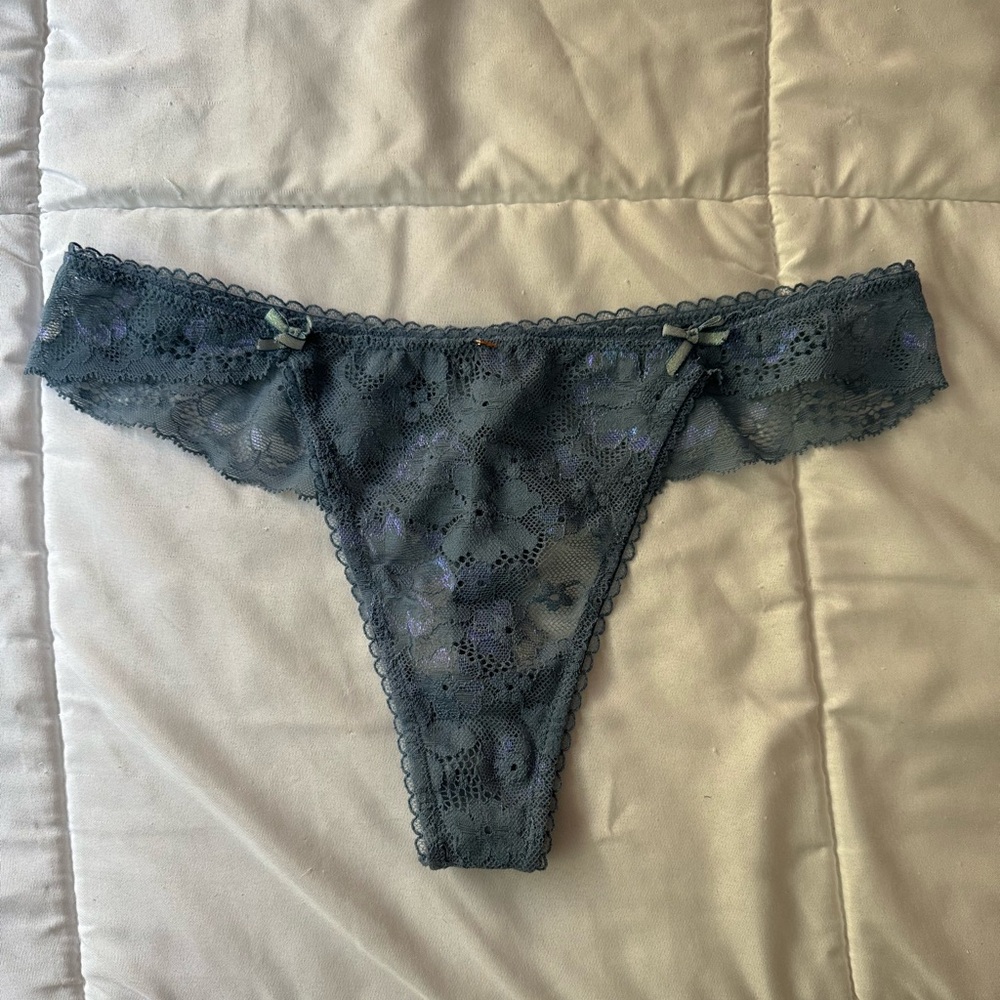Blue Lace Thong Victoria Secret Underwear Size Medium